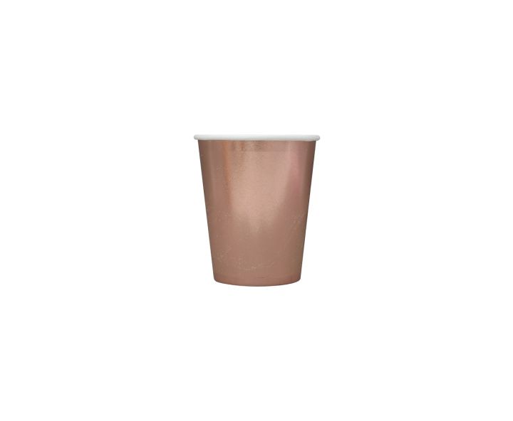 VASOS PAPEL BRILLOSO 10P (200ML) ROSA DORADO
