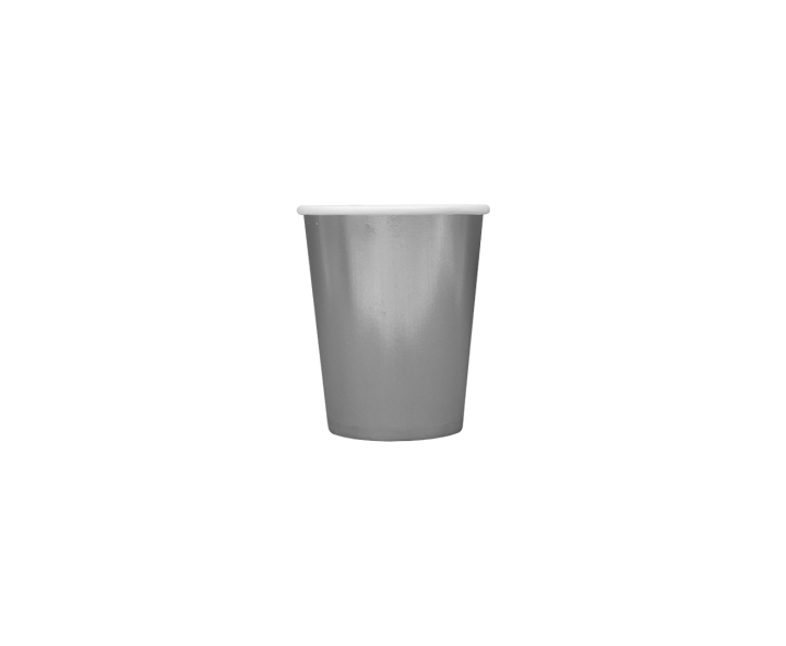 VASOS PAPEL BRILLOSO 10P (200ML) PLATEADO