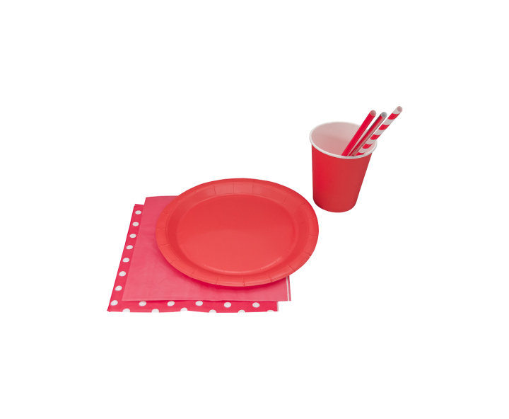 PLATOS PAPEL CIRCULAR 10P (18CM) ROJO