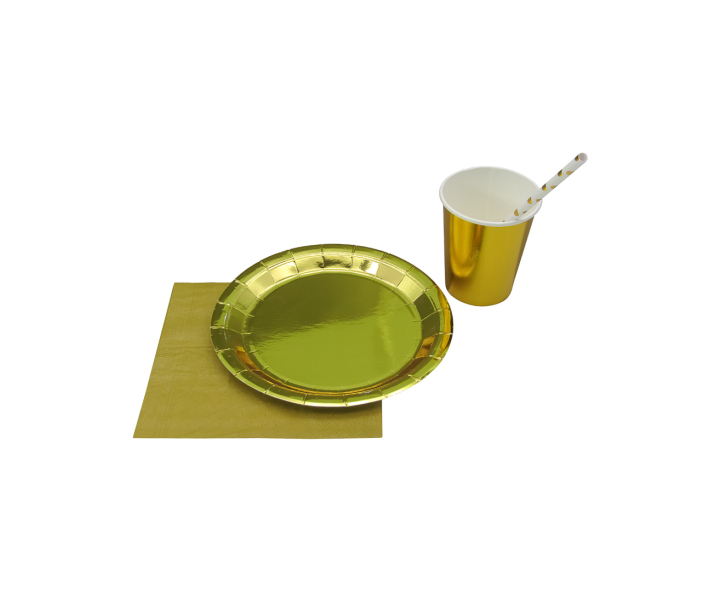PLATOS PAPEL BRILLOSO 10P (18CM) DORADO