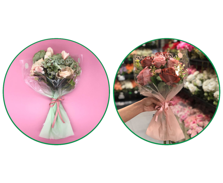 BOLSA PLASTICA PARA RAMO DE FLORES 30P (36X45CM) VERDE
