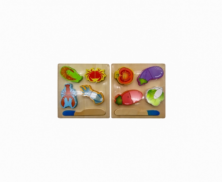 JUGUETE CUBOS MADERA FRUTAS/MARISCOS