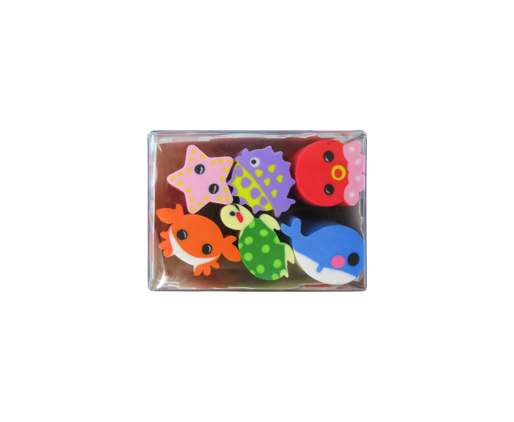 BORRADOR CORTABLE ANIMALES MARINOS 6P