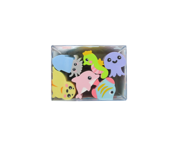 BORRADOR CORTABLE ANIMALES MARINOS 6P