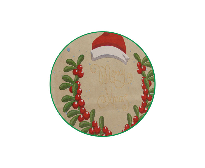 BOLSA PAPEL MERRY XMAS 12P (13X24X8) NATURAL