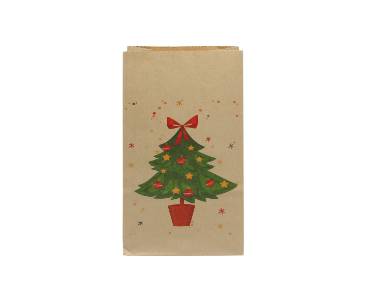 BOLSA PAPEL ARBOL DE NAVIDAD 12P (13X24X8) NATURAL