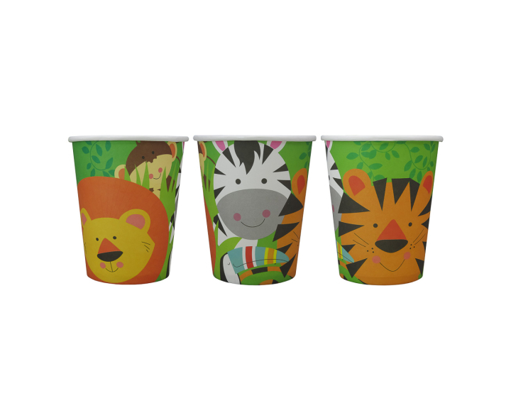 VASOS PAPEL ANIMALES 10P (200ML) VERDE