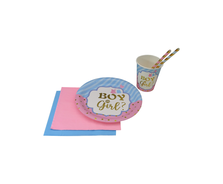 VASOS PAPEL “BOY OR GIRL?” 10P (200ML) CELESTE/ROSADO