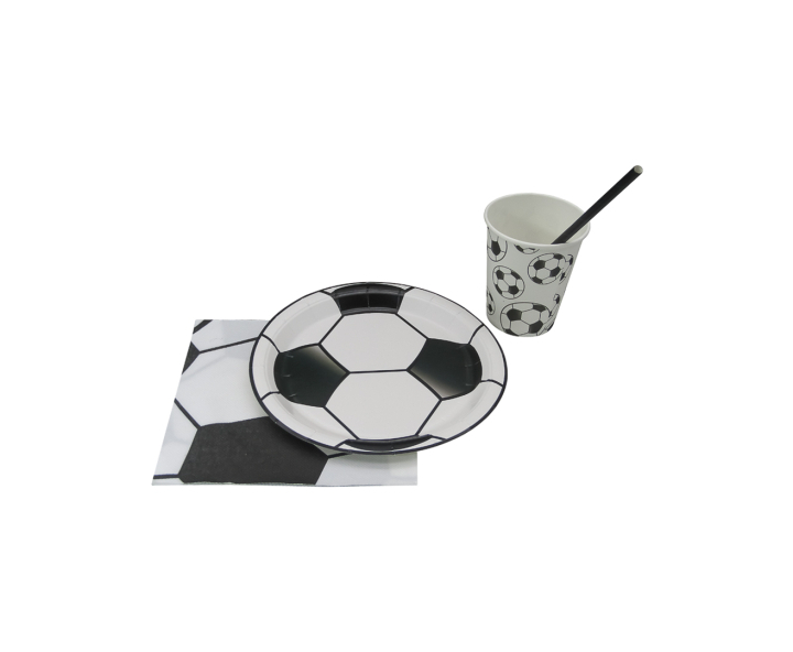 PLATOS PAPEL CIRCULAR PELOTA 10P (18CM) BLANCO/NEGRO
