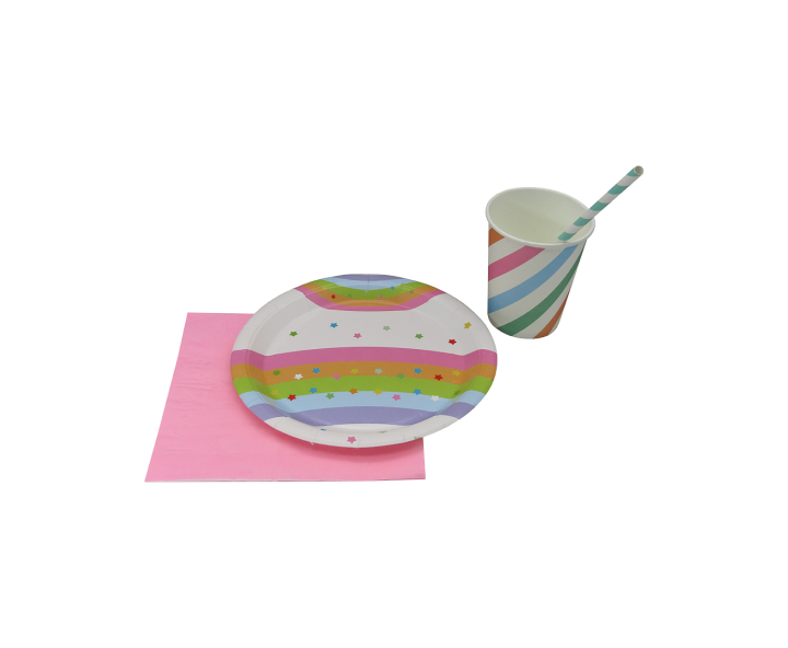 VASOS PAPEL ARCOIRIS 10P (200ML) COLOR