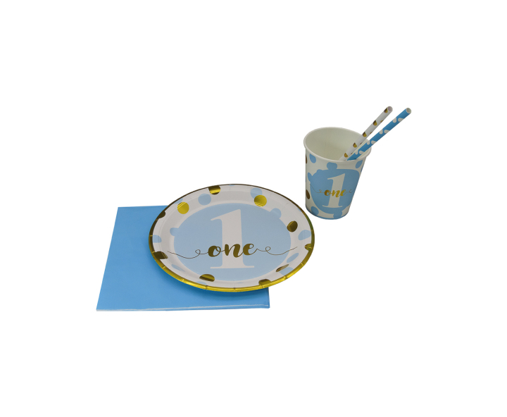 PLATOS PAPEL CIRCULAR “ONE” 10P (18CM) CELESTE
