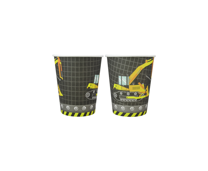 VASOS PAPEL TRACTOR 10P (200ML) AMARILLO/GRIS