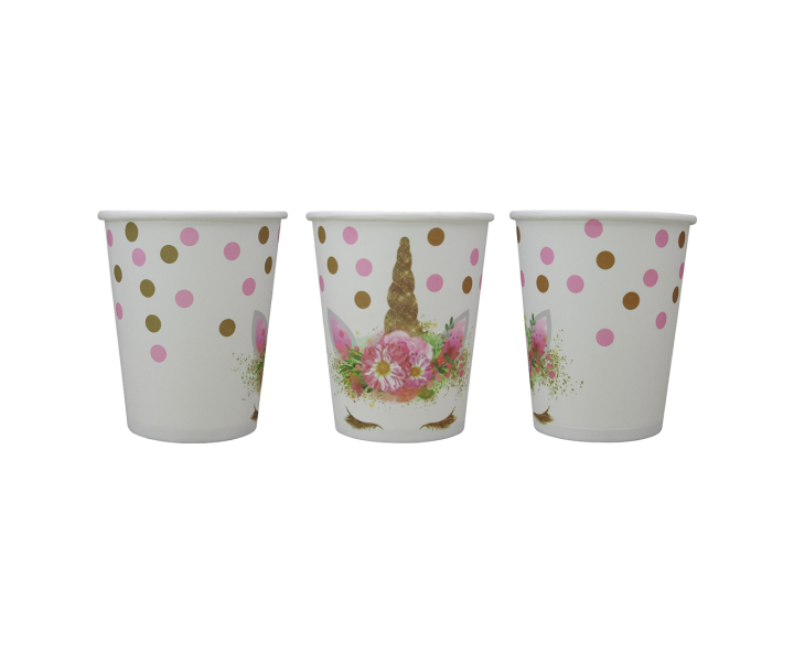 VASOS PAPEL UNICORNIO 10P (200ML) BLANCO
