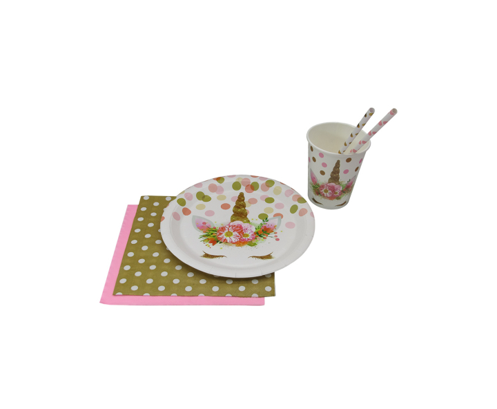 VASOS PAPEL UNICORNIO 10P (200ML) BLANCO