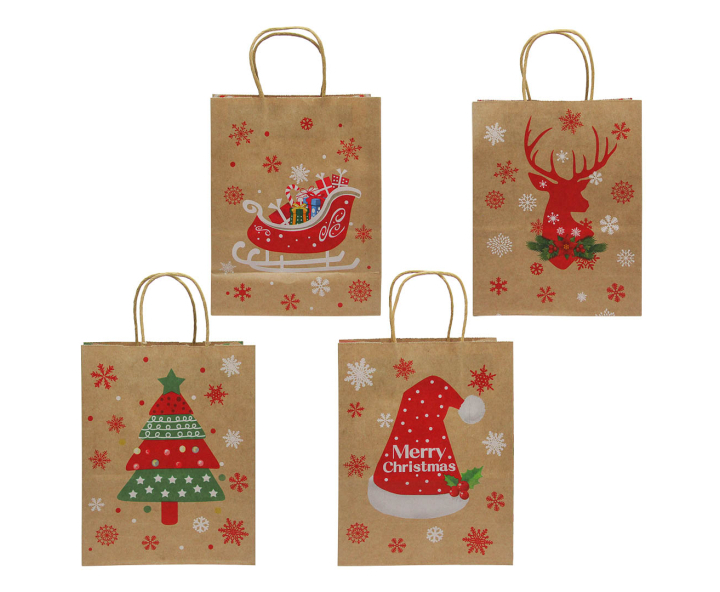 BOLSA DE PAPEL NAVIDEÑO 10P (27X21X11) NATURAL