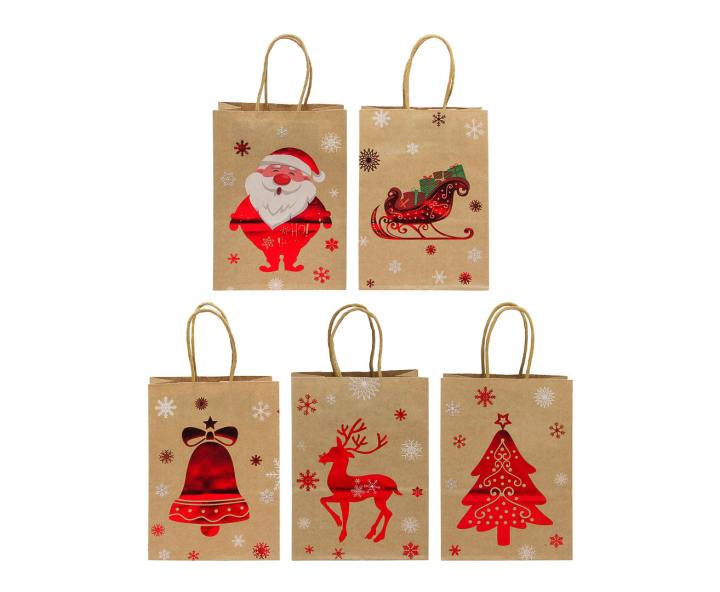 BOLSA DE PAPEL NAVIDEÑO 10P (27X21X11) NATURAL