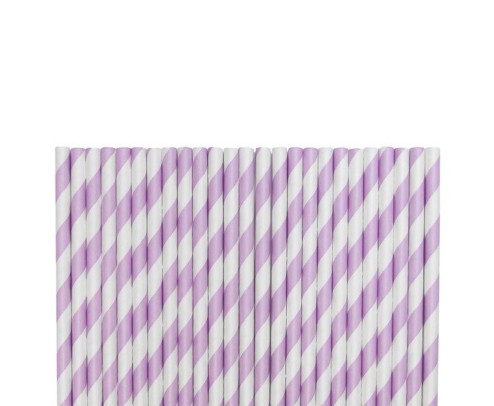PAJITA PAPEL 25P (19.5CM) RAYA BLANCO/PURPURA CLARO