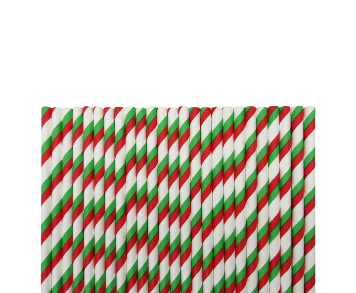 PAJITA PAPEL 25P (19.5CM) RAYA NAVIDAD
