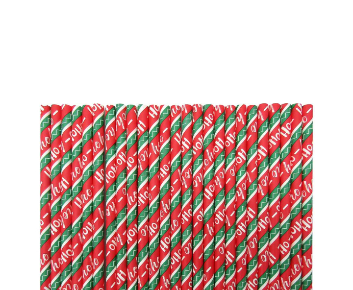 PAJITA PAPEL 25P (19.5CM) RAYA NAVIDAD “HOHO-”