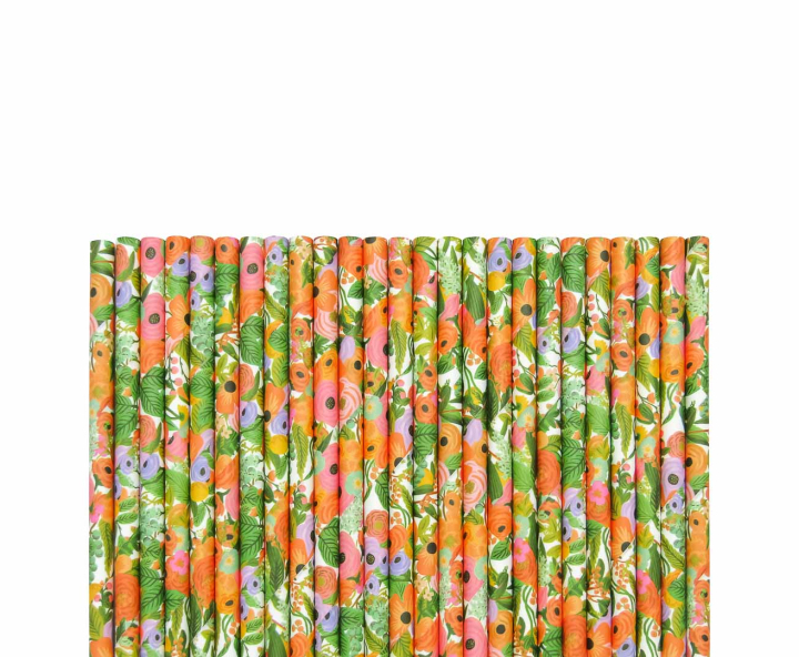 PAJITA PAPEL 25P (19.5CM) FLOR COLOR
