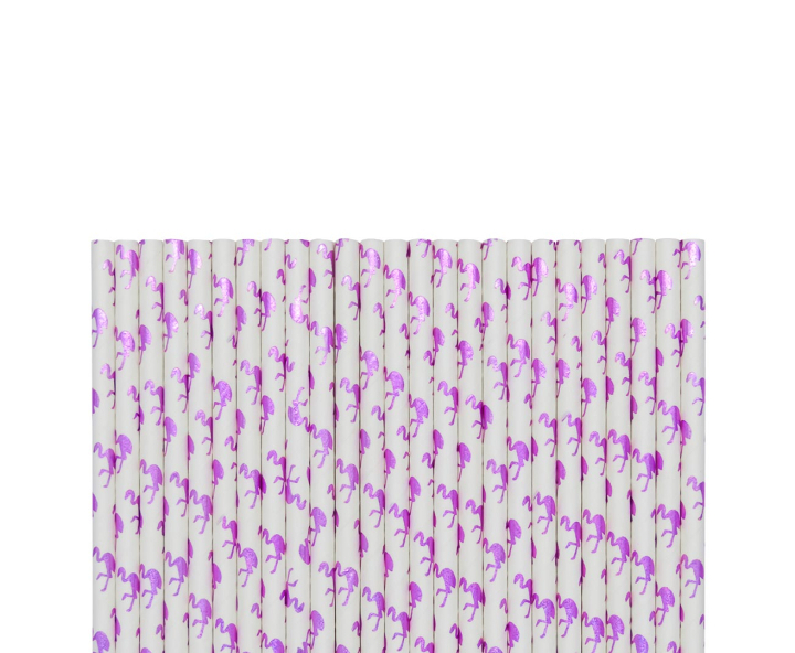 PAJITA PAPEL 25P (19.5CM) FLAMENCO PURPURA
