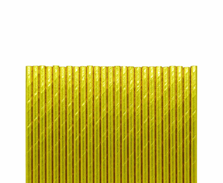PAJITA PAPEL 25P (19.5CM) BRILLOSO AMARILLO