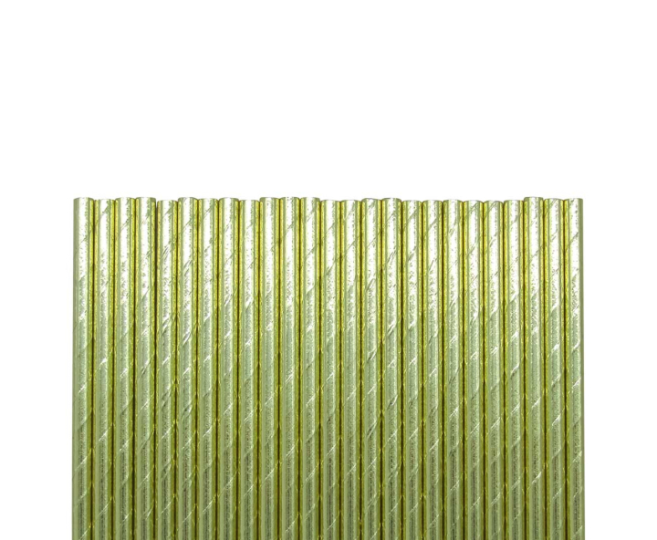 PAJITA PAPEL 25P (19.5CM) BRILLOSO DORADO