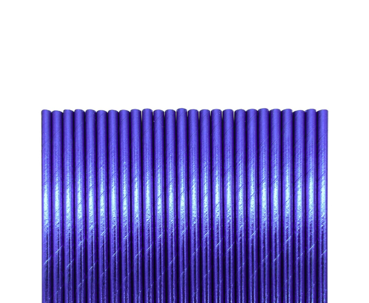 PAJITA PAPEL 25P (19.5CM) BRILLOSO AZUL