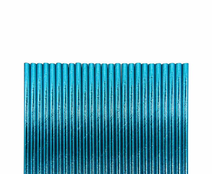 PAJITA PAPEL 25P (19.5CM) BRILLOSO CELESTE