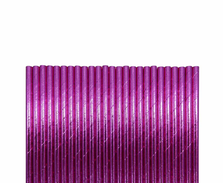 PAJITA PAPEL 25P (19.5CM) BRILLOSO PURPURA