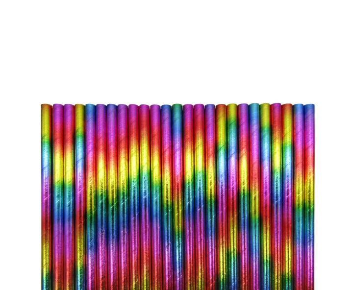 PAJITA PAPEL 25P (19.5CM) ARCO IRIS