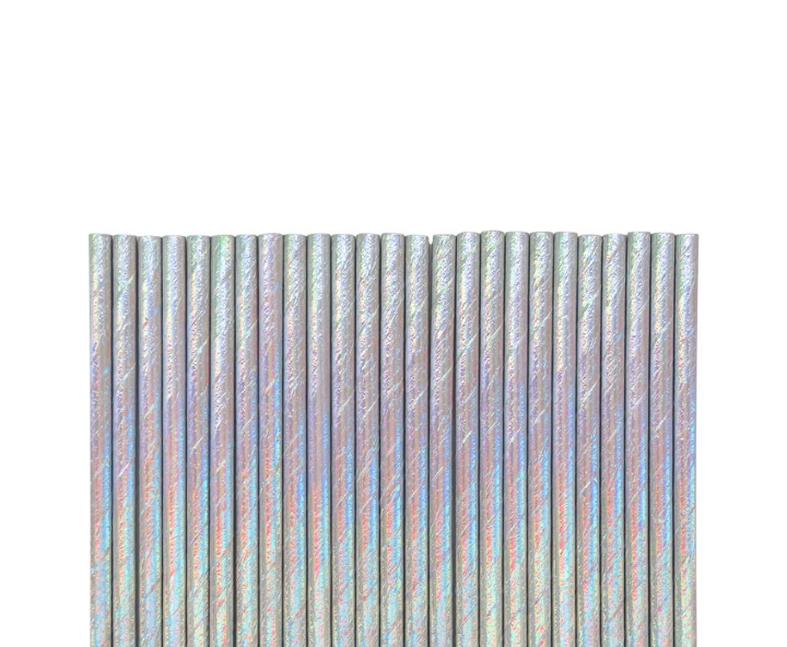 PAJITA PAPEL 25P (19.5CM) COLOR BRILLOSO
