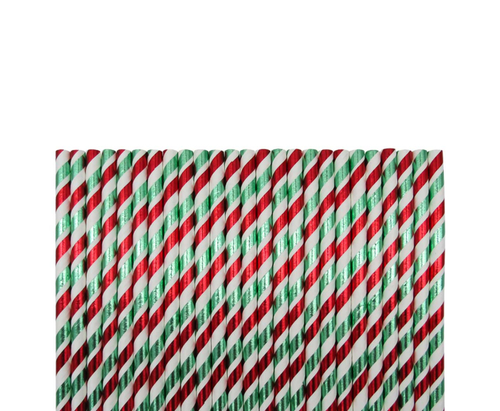 PAJITA PAPEL 25P (19.5CM) RAYA NAVIDAD