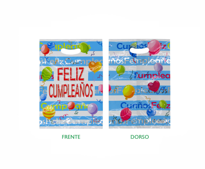 BOLSA METALIZADO “FELIZ CUMPLEAÑOS” 10P (17X25) CELESTE