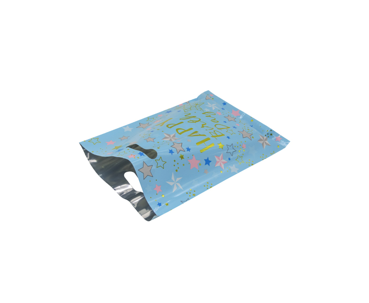 BOLSA METALIZADO “HAPPY BIRTHDAY” 10P (17X25) CELESTE