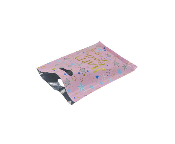 BOLSA METALIZADO “HAPPY BIRTHDAY” 10P (17X25) ROSADO