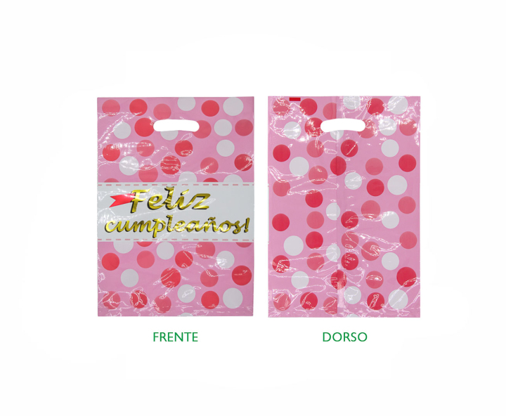 BOLSA METALIZADO “FELIZ CUMPLEAÑOS!” 10P (17X25) ROSADO