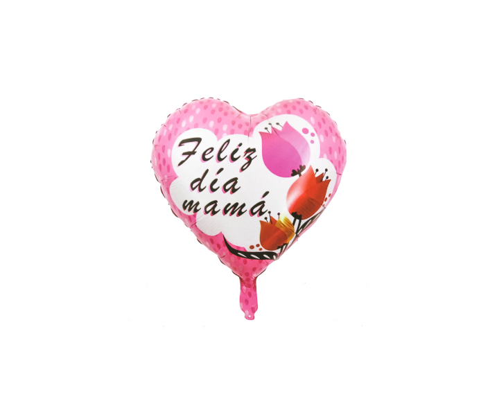 GLOBO CORAZON 18” (45X51CM) FELIZ DIA MAMA/ ROSADO