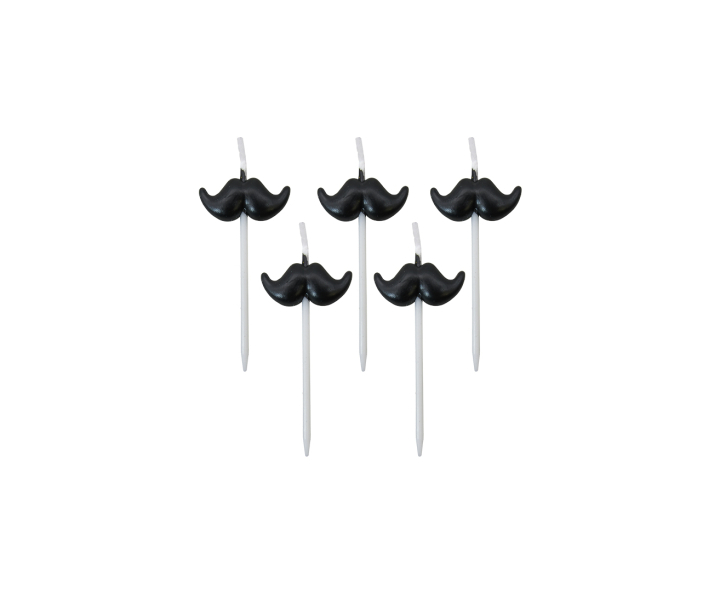 VELAS DECORATIVAS BIGOTES 5P (3X8CM) NEGRO